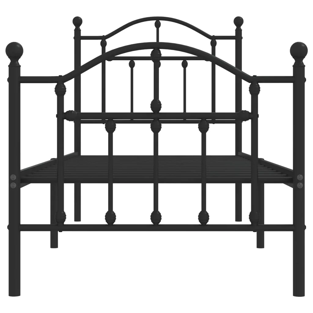 sengeramme med sengegavl og fodgærde 75x190 cm metal sort - Image 5
