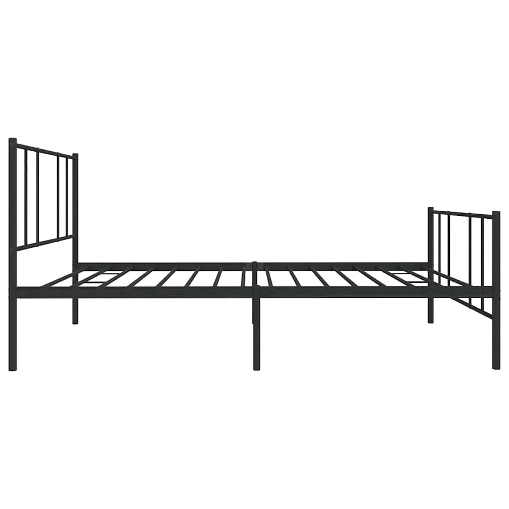 sengeramme med sengegavl og fodgærde 75x190 cm metal sort - Image 7