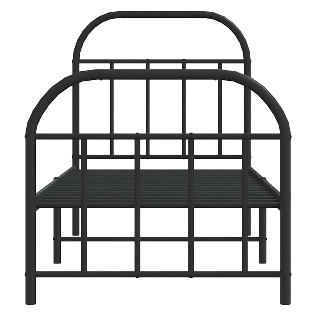 sengeramme med sengegavl og fodgærde 75x190 cm metal sort - Image 6