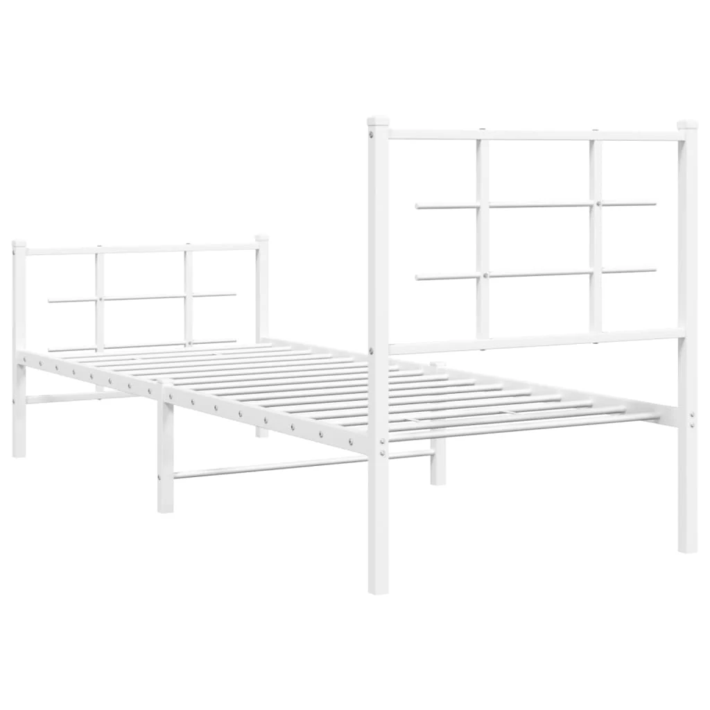 sengeramme med sengegavl og fodgærde 80x200 cm metal hvid - Image 7