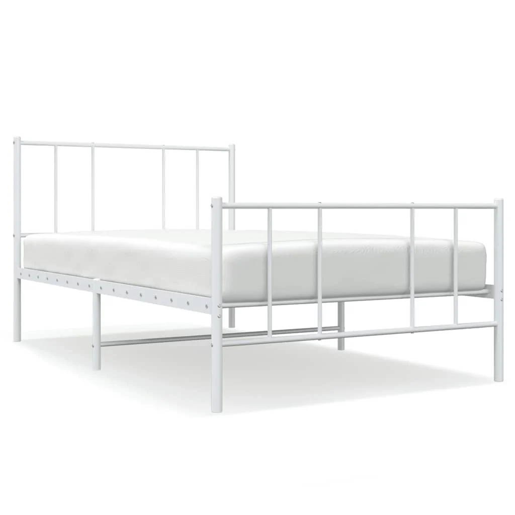 sengeramme med sengegavl og fodgærde 80x200 cm metal hvid - Image 2