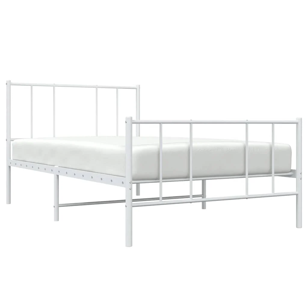 sengeramme med sengegavl og fodgærde 80x200 cm metal hvid - Image 5