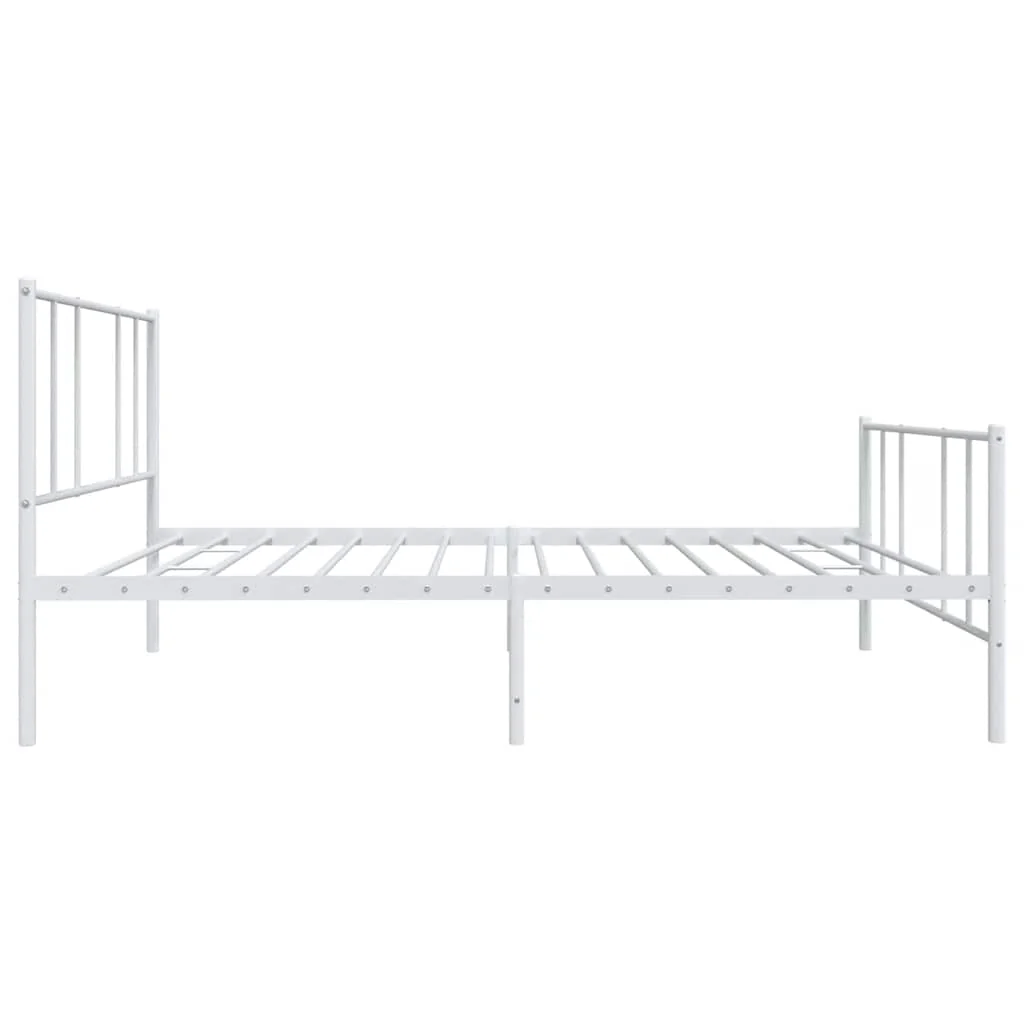 sengeramme med sengegavl og fodgærde 80x200 cm metal hvid - Image 7