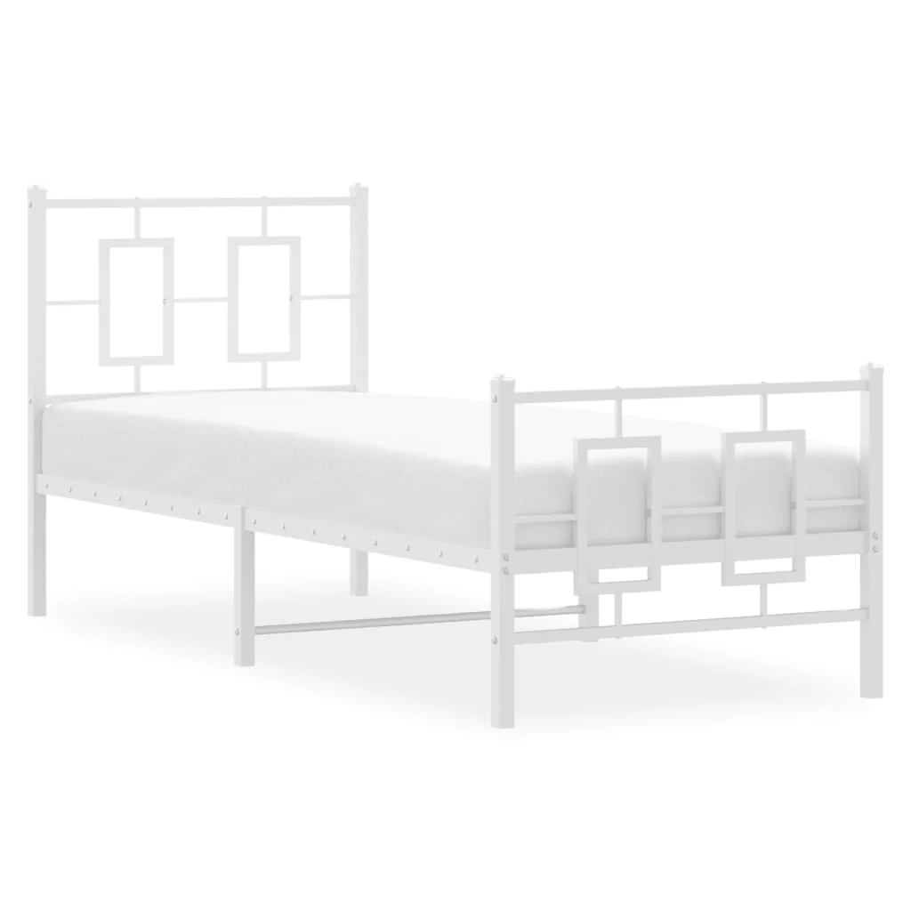 sengeramme med sengegavl og fodgærde 80x200 cm metal hvid - Image 4