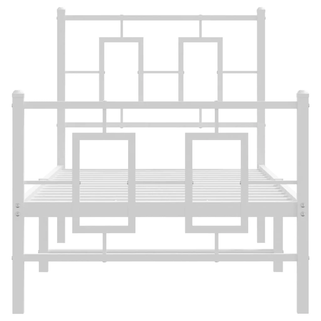 sengeramme med sengegavl og fodgærde 80x200 cm metal hvid - Image 5
