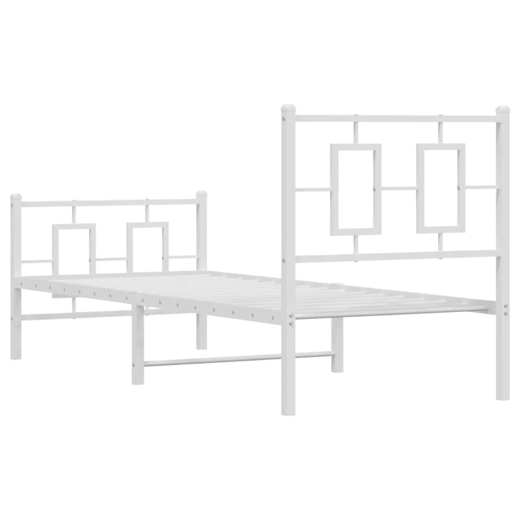 sengeramme med sengegavl og fodgærde 80x200 cm metal hvid - Image 7