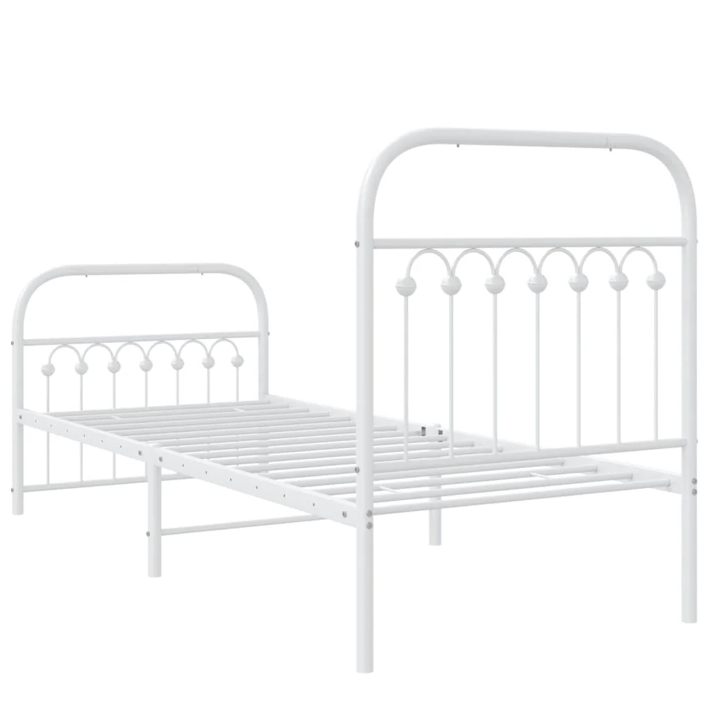 sengeramme med sengegavl og fodgærde 80x200 cm metal hvid - Image 6