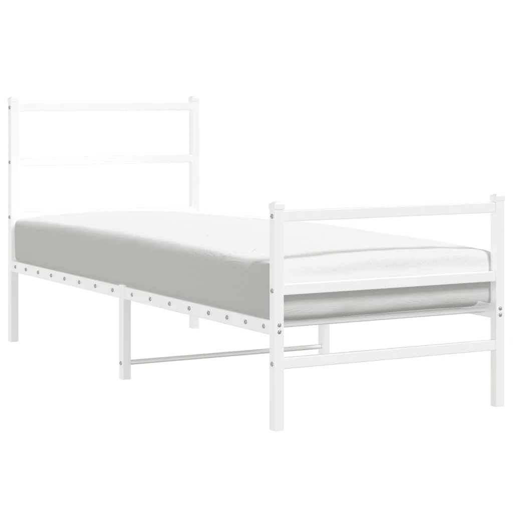 sengeramme med sengegavl og fodgærde 80x200 cm metal hvid - Image 2