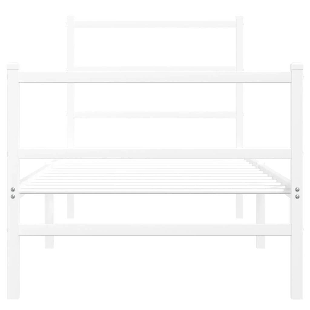 sengeramme med sengegavl og fodgærde 80x200 cm metal hvid - Image 5