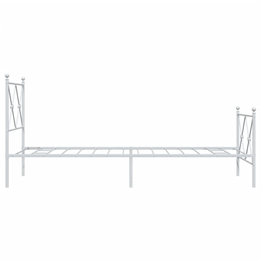 sengeramme med sengegavl og fodgærde 80x200 cm metal hvid - Image 5