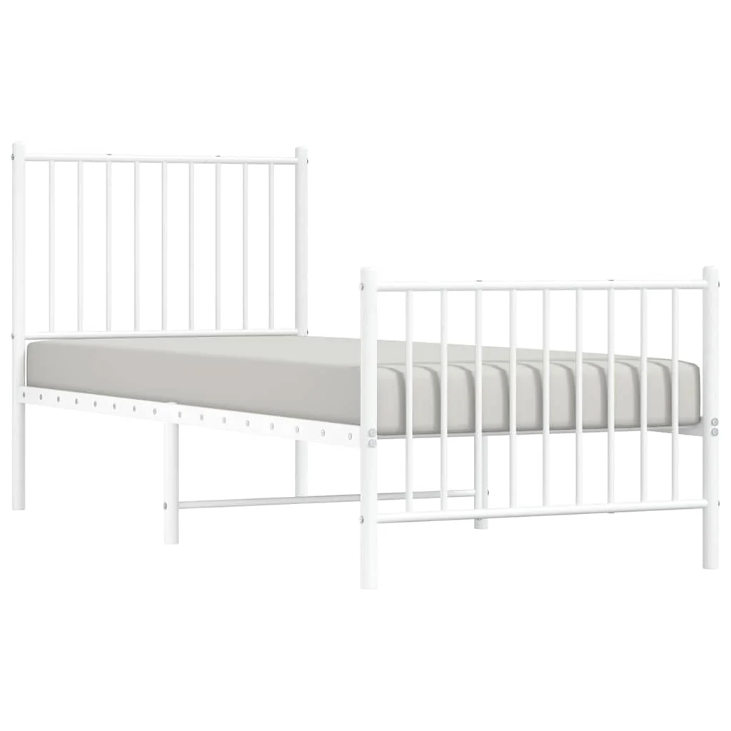 sengeramme med sengegavl og fodgærde 80x200 cm metal hvid - Image 4
