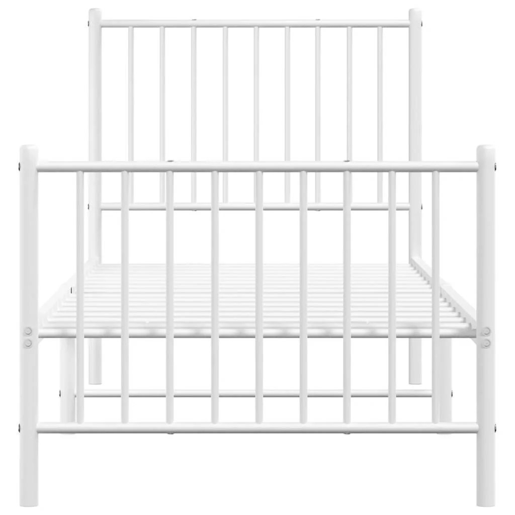 sengeramme med sengegavl og fodgærde 80x200 cm metal hvid - Image 5