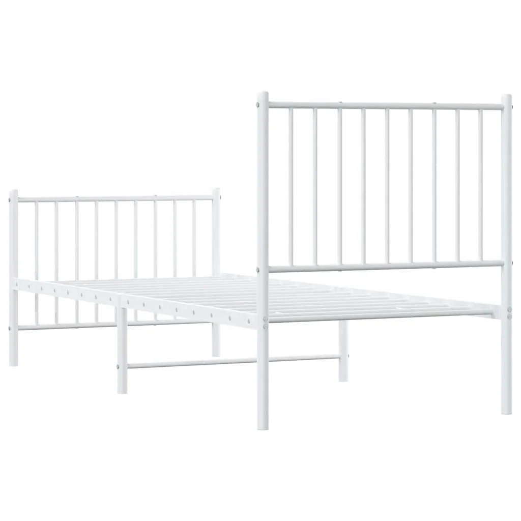 sengeramme med sengegavl og fodgærde 80x200 cm metal hvid - Image 7