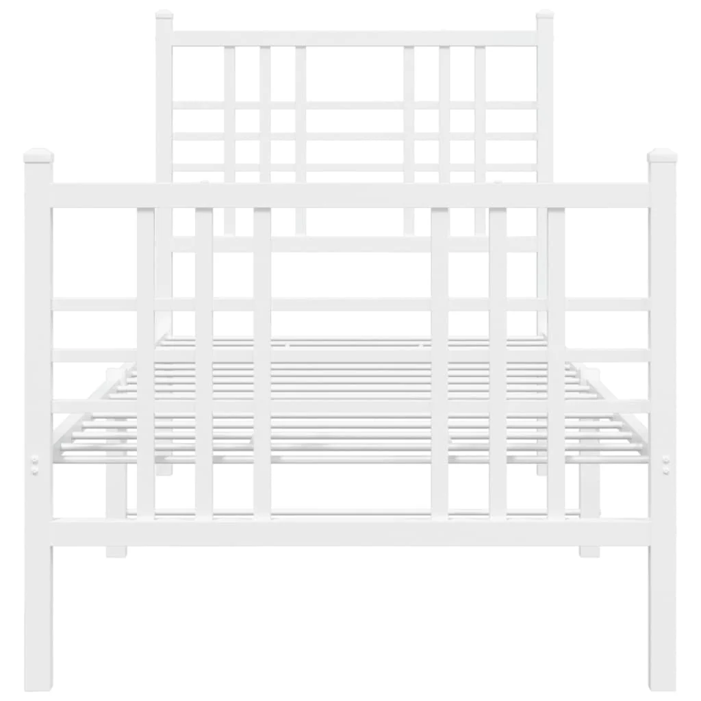 sengeramme med sengegavl og fodgærde 80x200 cm metal hvid - Image 4
