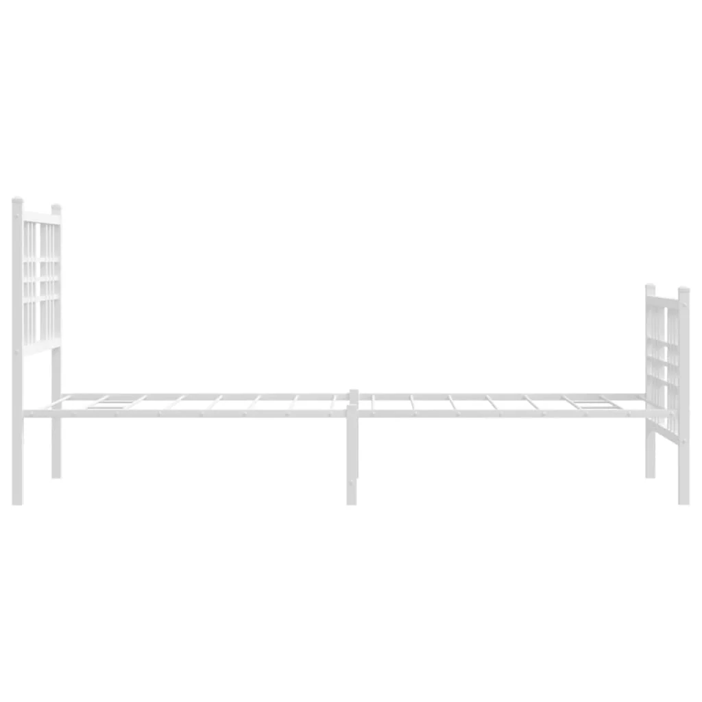 sengeramme med sengegavl og fodgærde 80x200 cm metal hvid - Image 5