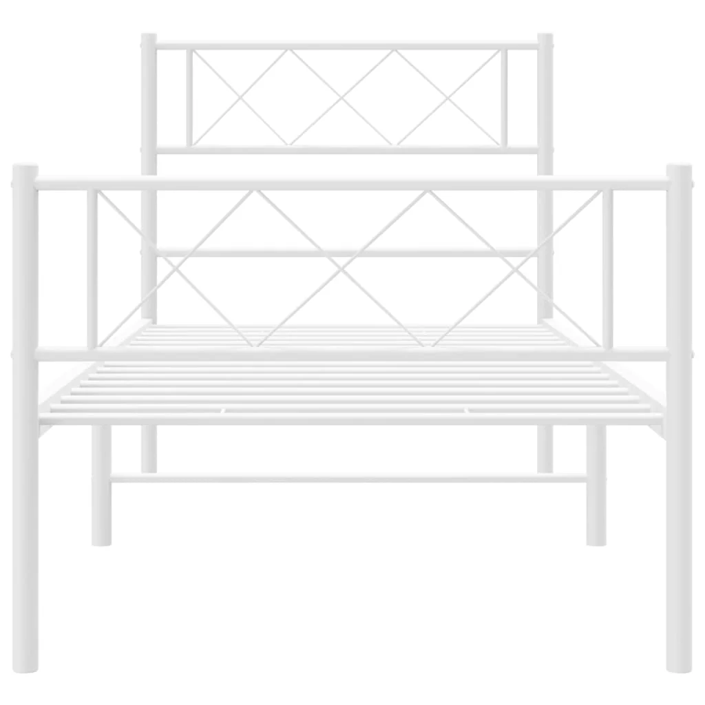 sengeramme med sengegavl og fodgærde 80x200 cm metal hvid - Image 4