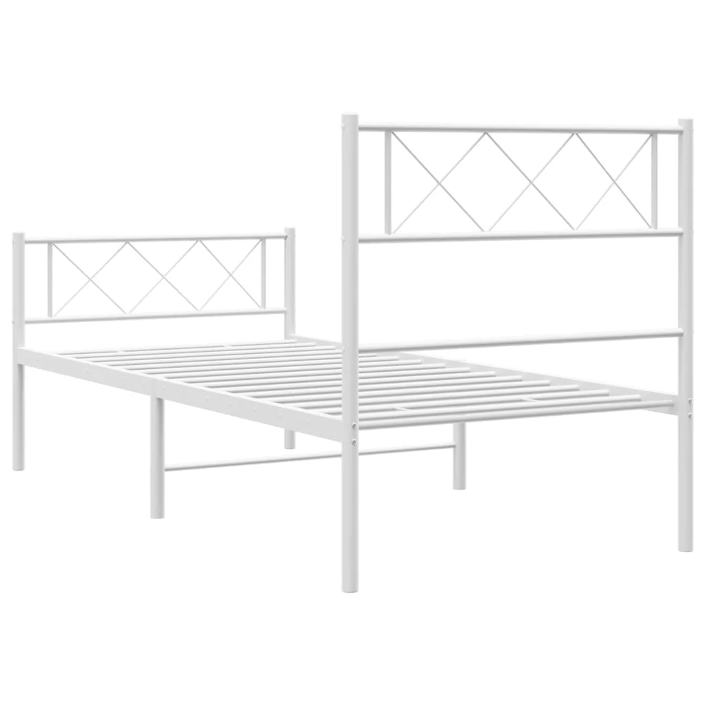 sengeramme med sengegavl og fodgærde 80x200 cm metal hvid - Image 7
