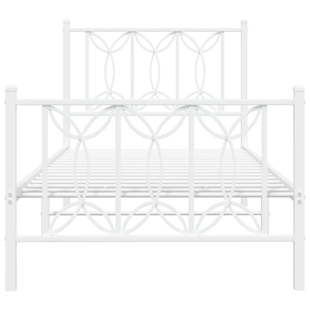 sengeramme med sengegavl og fodgærde 80x200 cm metal hvid - Image 4