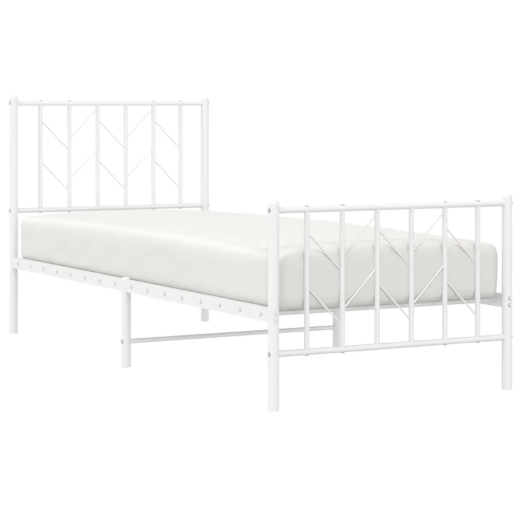 sengeramme med sengegavl og fodgærde 80x200 cm metal hvid - Image 3