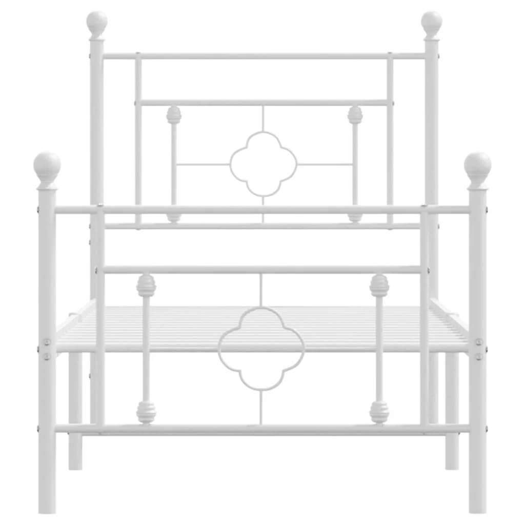 sengeramme med sengegavl og fodgærde 80x200 cm metal hvid - Image 5