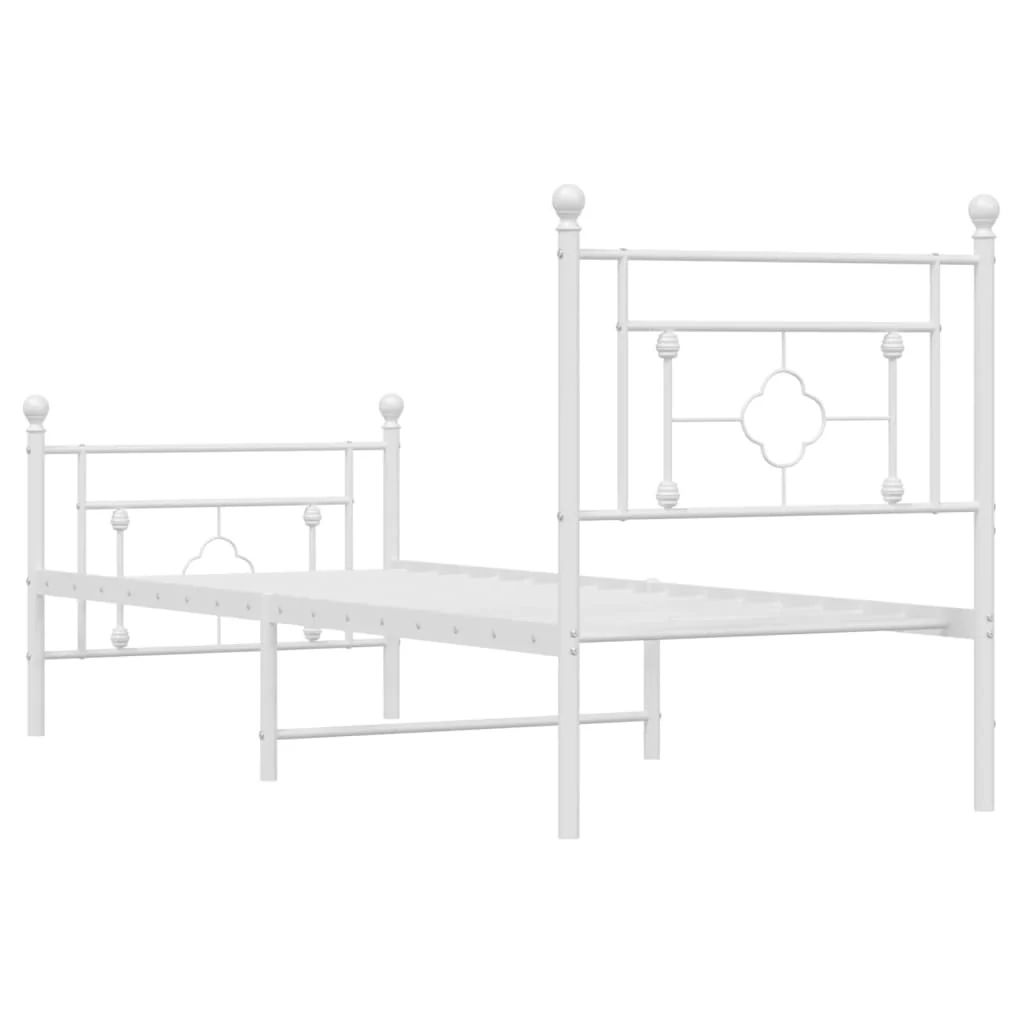 sengeramme med sengegavl og fodgærde 80x200 cm metal hvid - Image 7