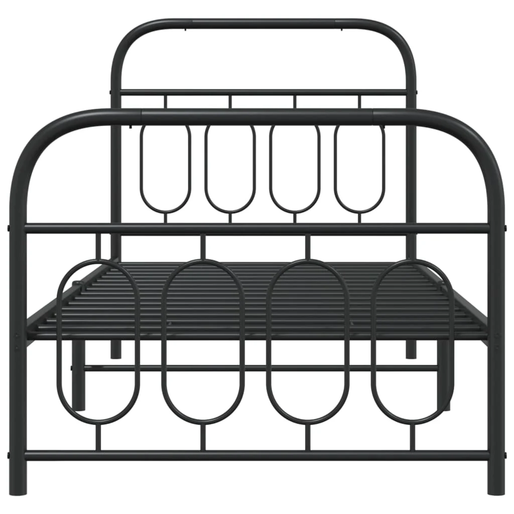 sengeramme med sengegavl og fodgærde 80x200 cm metal sort - Image 4