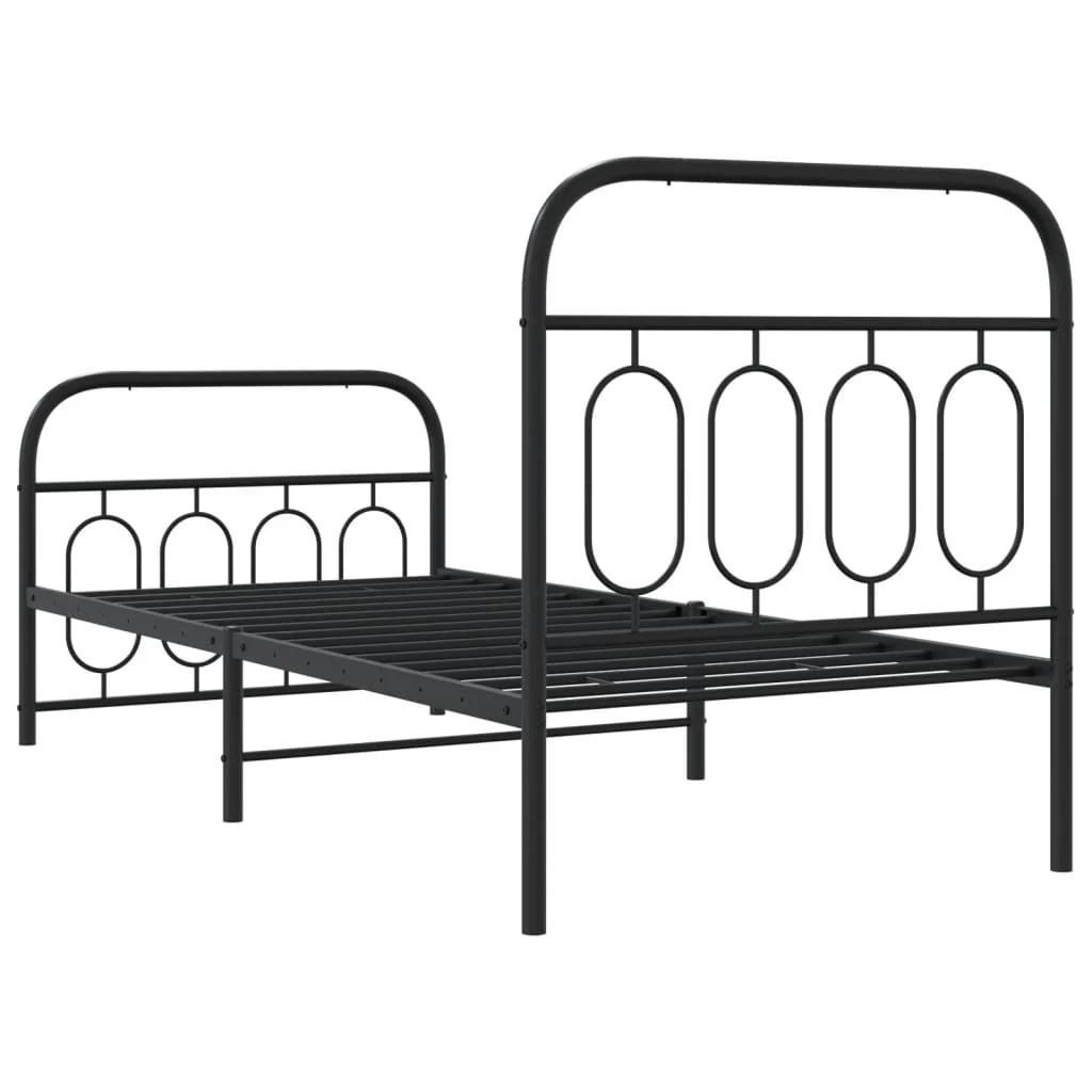 sengeramme med sengegavl og fodgærde 80x200 cm metal sort - Image 6
