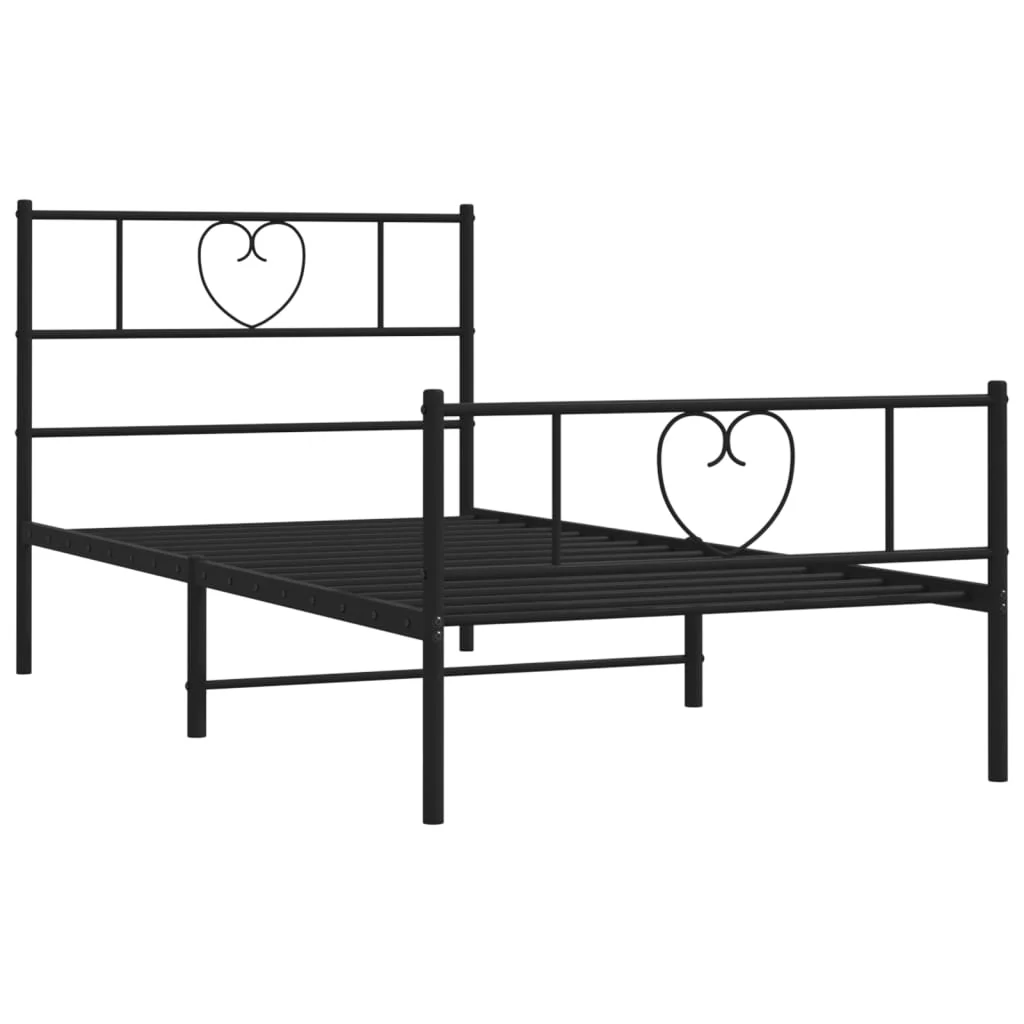 sengeramme med sengegavl og fodgærde 80x200 cm metal sort - Image 4