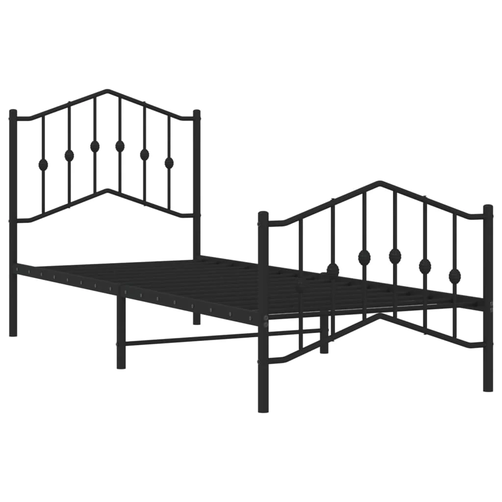 sengeramme med sengegavl og fodgærde 80x200 cm metal sort - Image 4