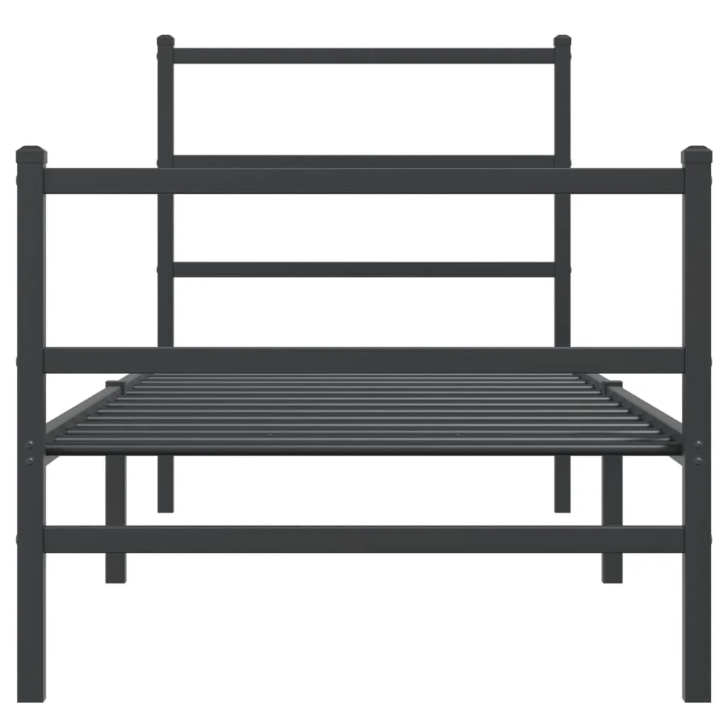 sengeramme med sengegavl og fodgærde 80x200 cm metal sort - Image 5