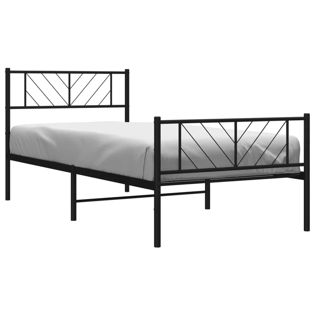 sengeramme med sengegavl og fodgærde 80x200 cm metal sort - Image 3