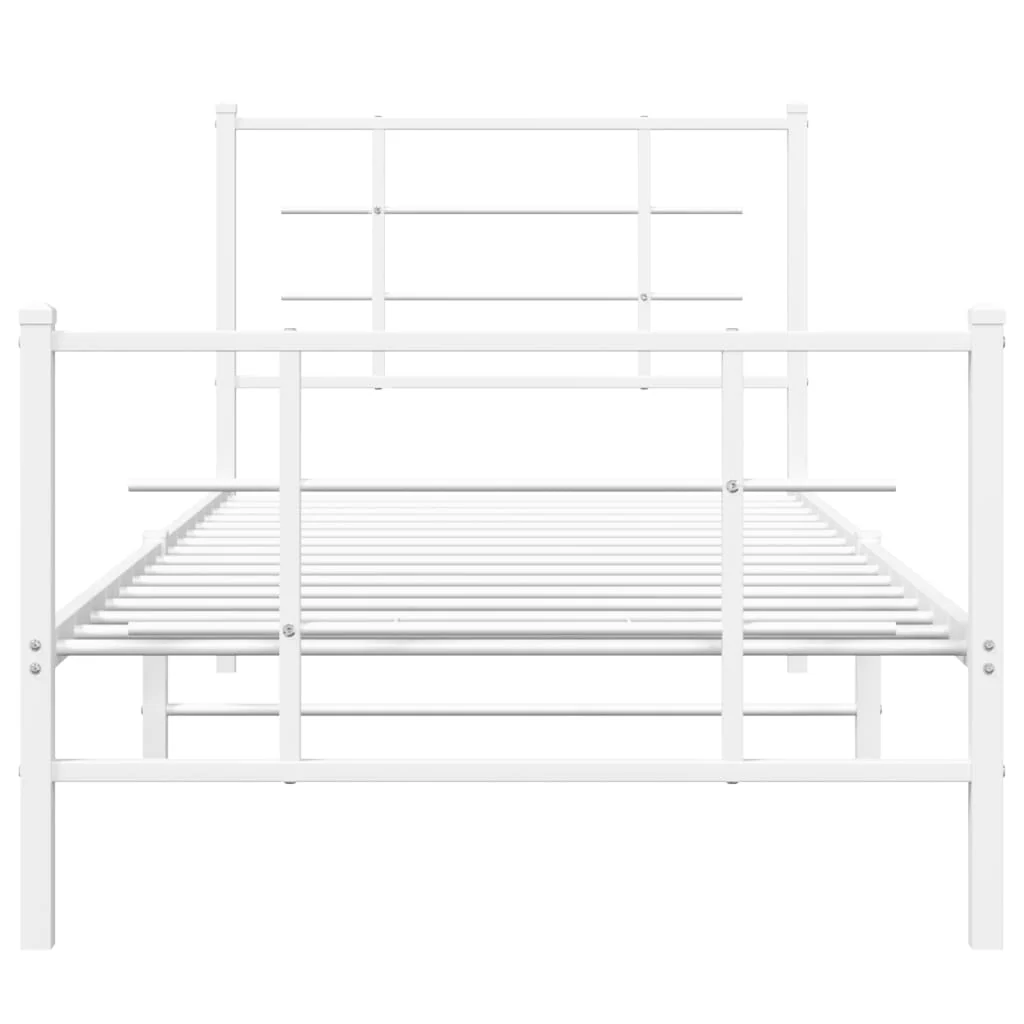 sengeramme med sengegavl og fodgærde 90x190 cm metal hvid - Image 5