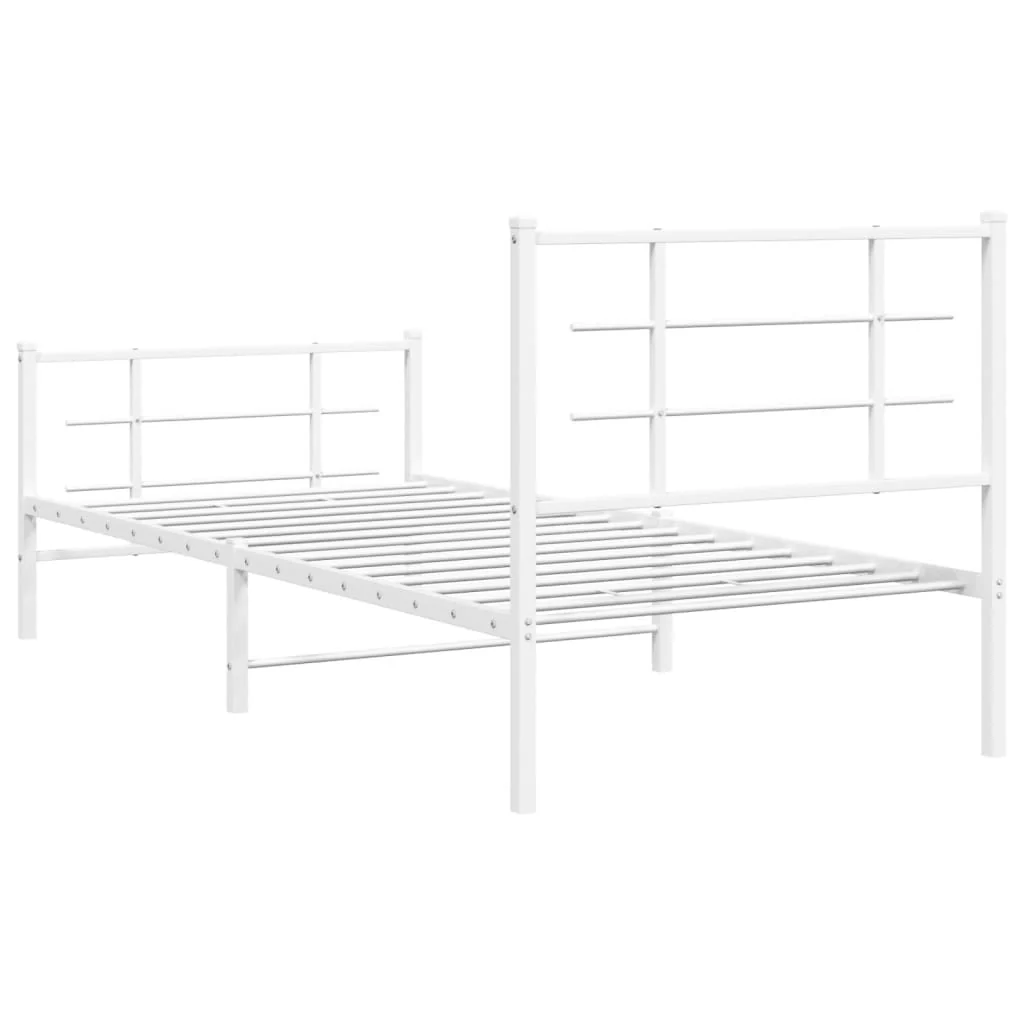 sengeramme med sengegavl og fodgærde 90x190 cm metal hvid - Image 7