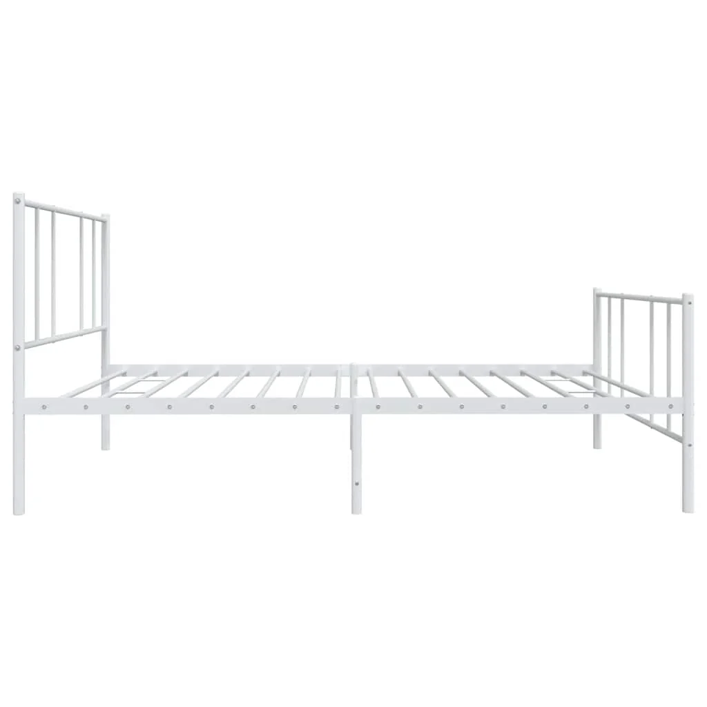 sengeramme med sengegavl og fodgærde 90x190 cm metal hvid - Image 7
