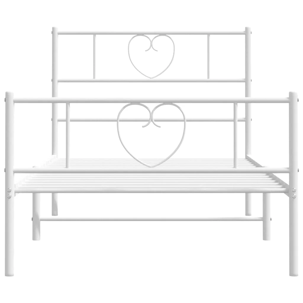 sengeramme med sengegavl og fodgærde 90x190 cm metal hvid - Image 4