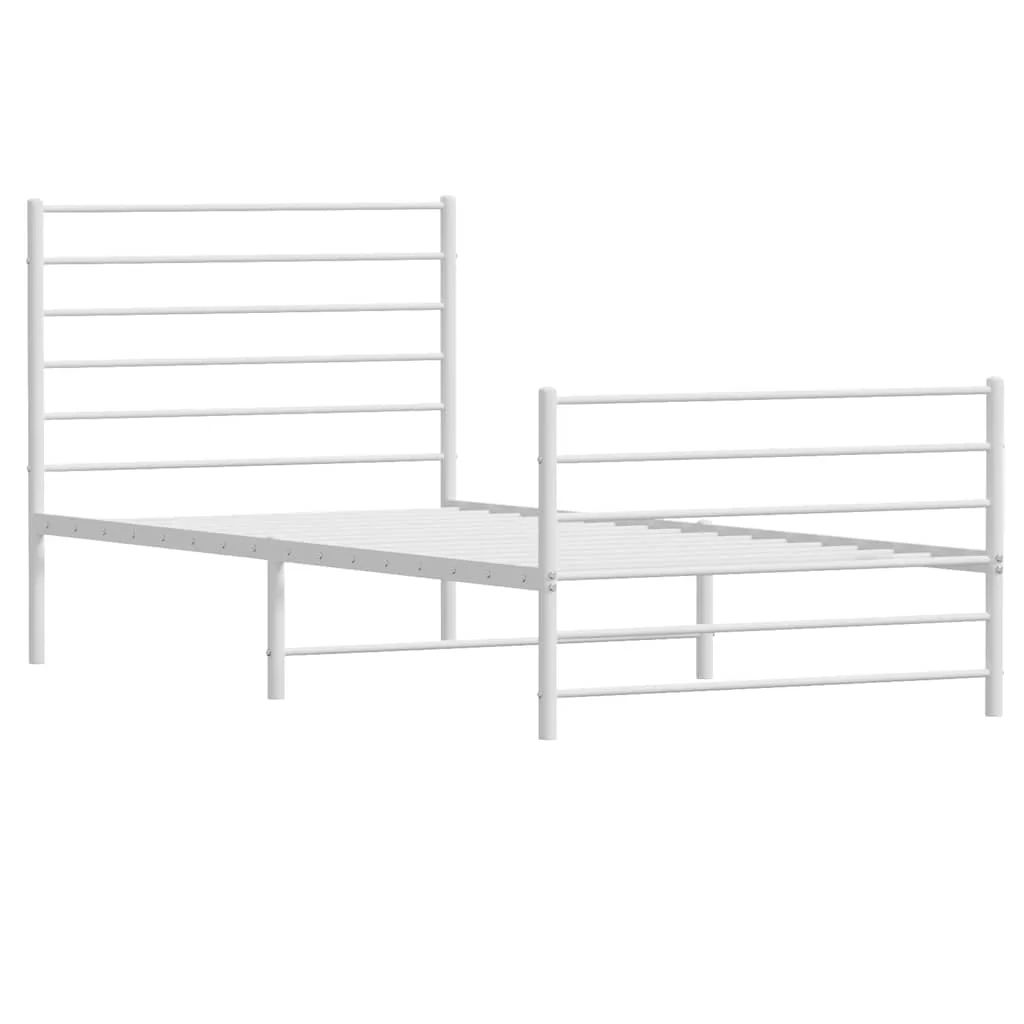 sengeramme med sengegavl og fodgærde 90x190 cm metal hvid - Image 3
