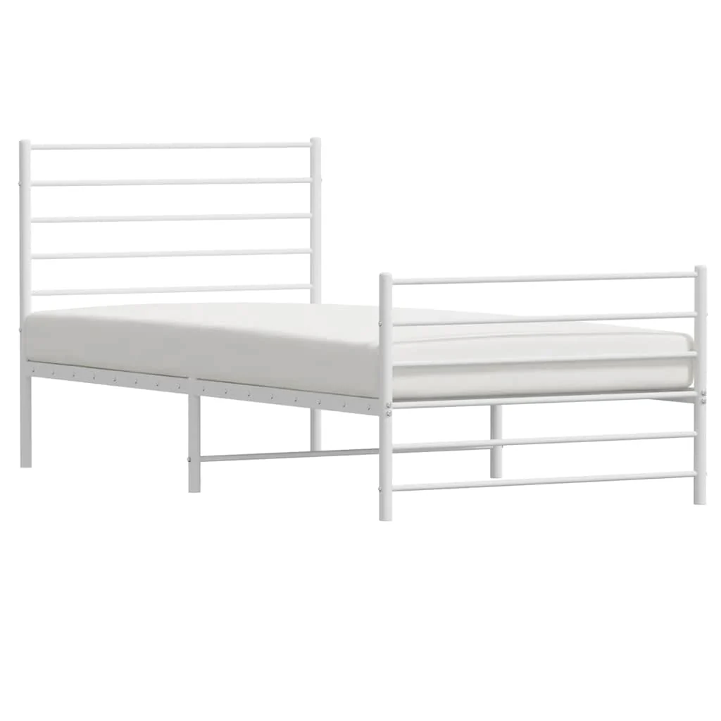 sengeramme med sengegavl og fodgærde 90x190 cm metal hvid - Image 5