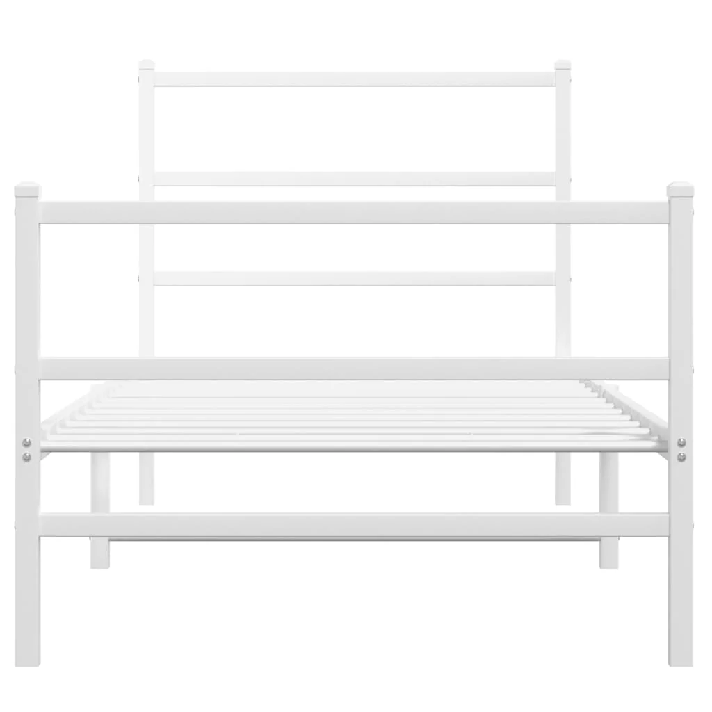 sengeramme med sengegavl og fodgærde 90x190 cm metal hvid - Image 5