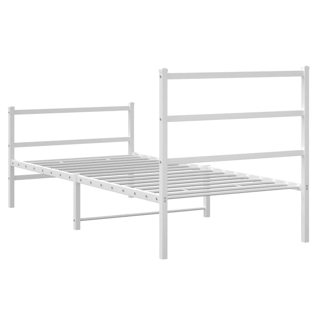 sengeramme med sengegavl og fodgærde 90x190 cm metal hvid - Image 7