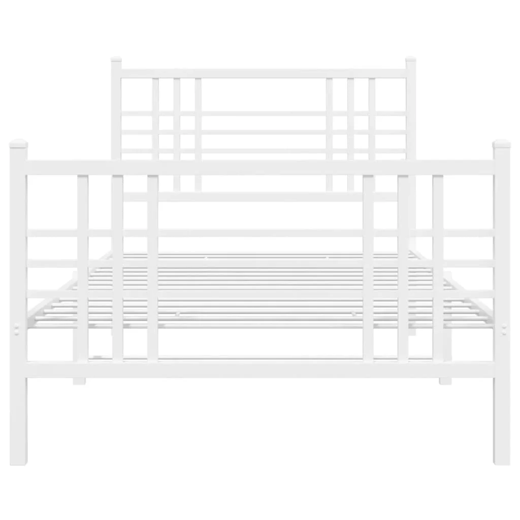 sengeramme med sengegavl og fodgærde 90x190 cm metal hvid - Image 4