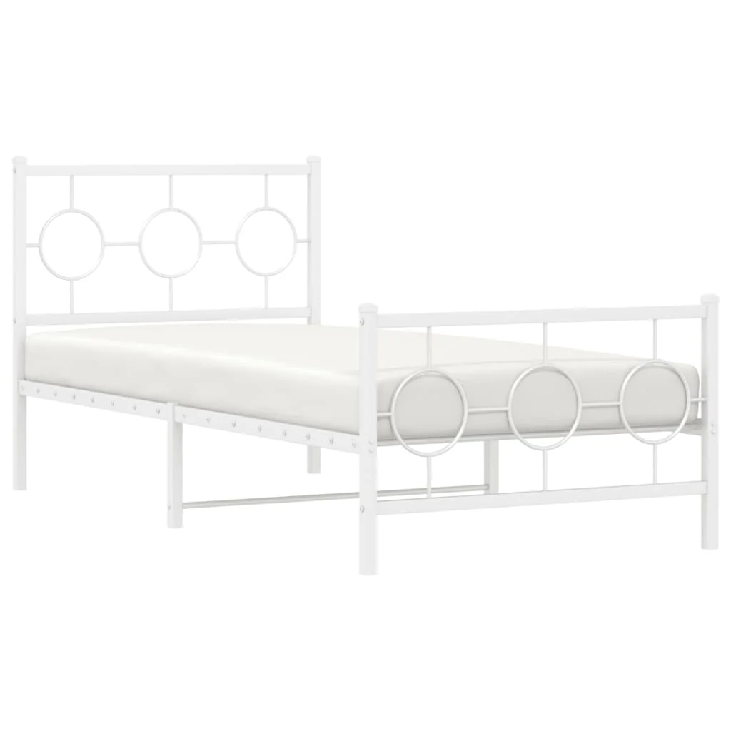sengeramme med sengegavl og fodgærde 90x190 cm metal hvid - Image 4
