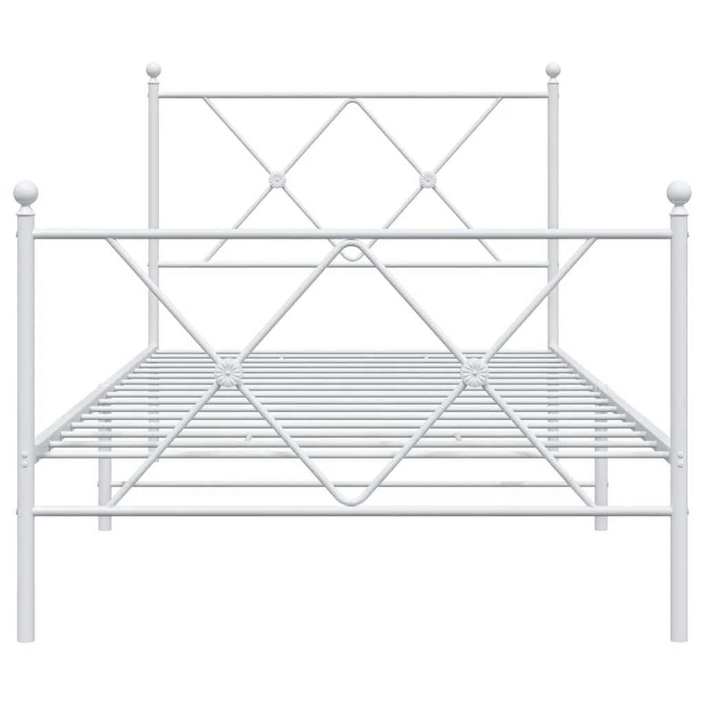 sengeramme med sengegavl og fodgærde 90x190 cm metal hvid - Image 4