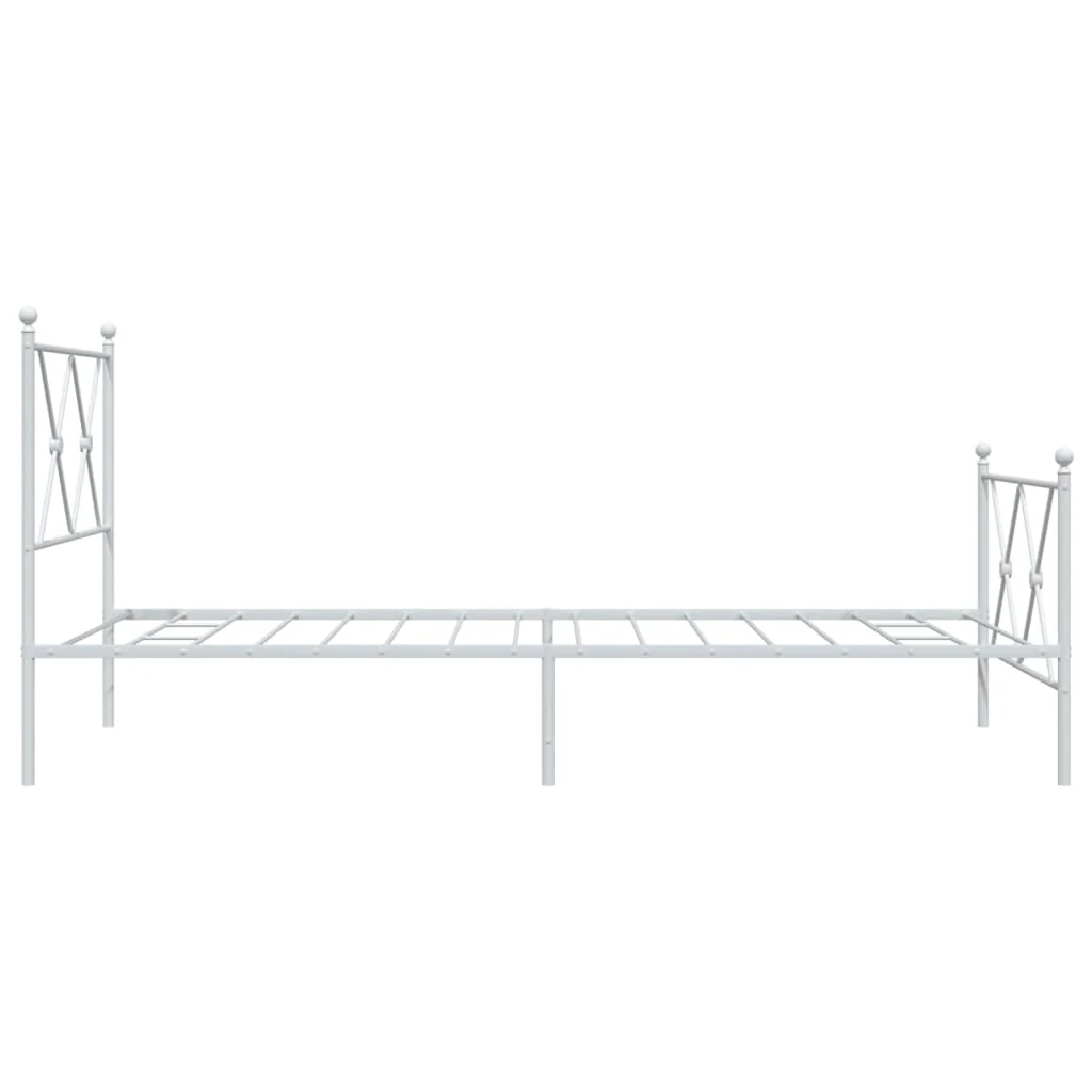 sengeramme med sengegavl og fodgærde 90x190 cm metal hvid - Image 5