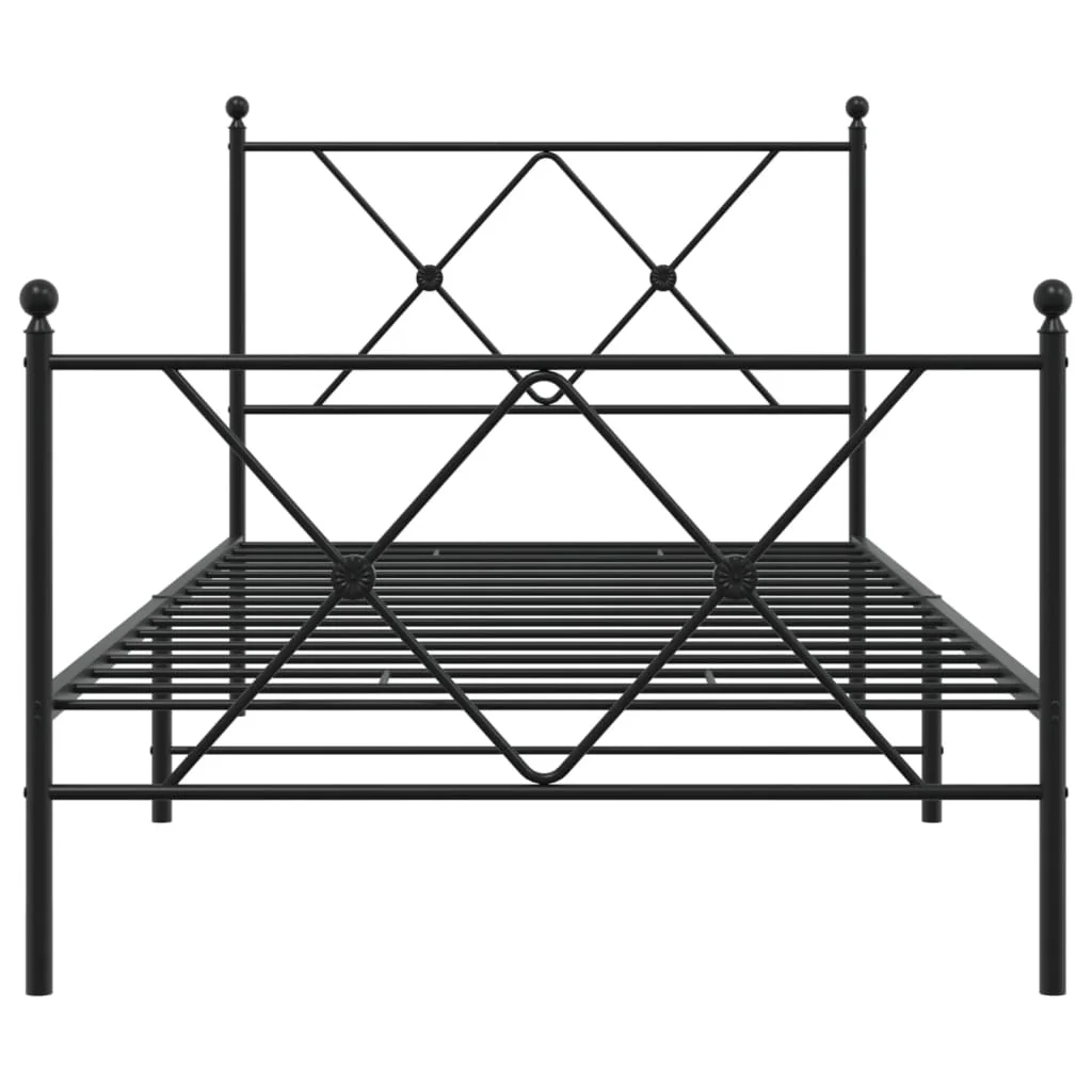 sengeramme med sengegavl og fodgærde 90x190 cm metal sort - Image 4