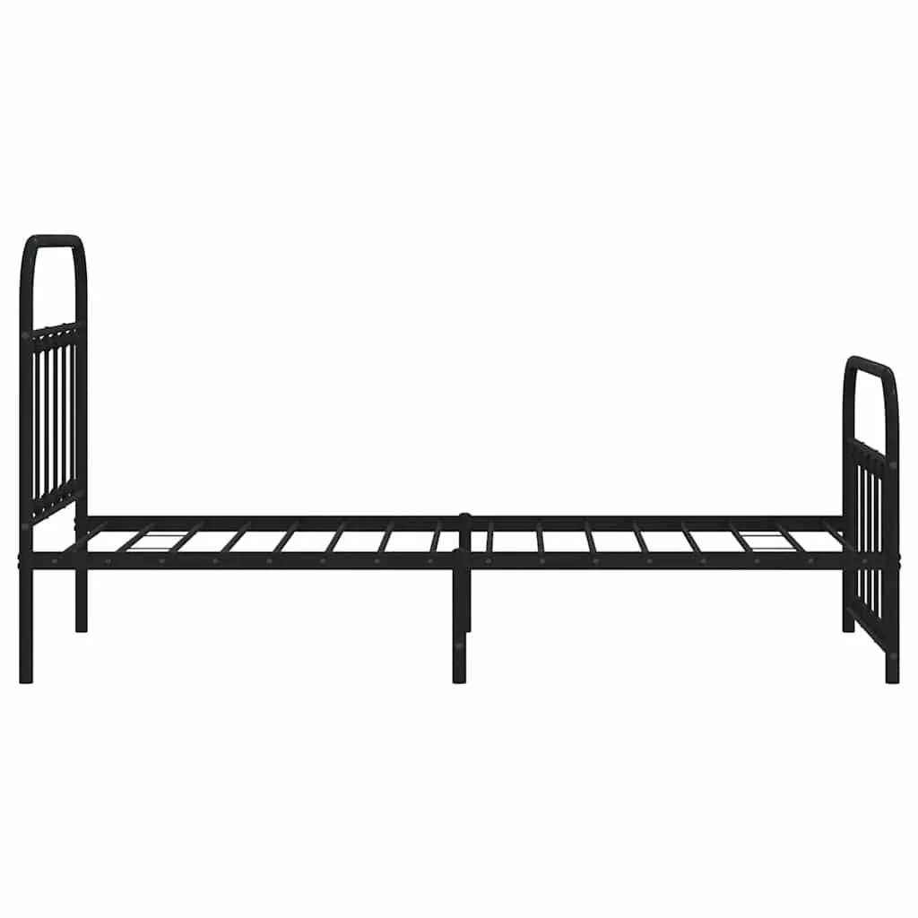 sengeramme med sengegavl og fodgærde 90x190 cm metal sort - Image 7