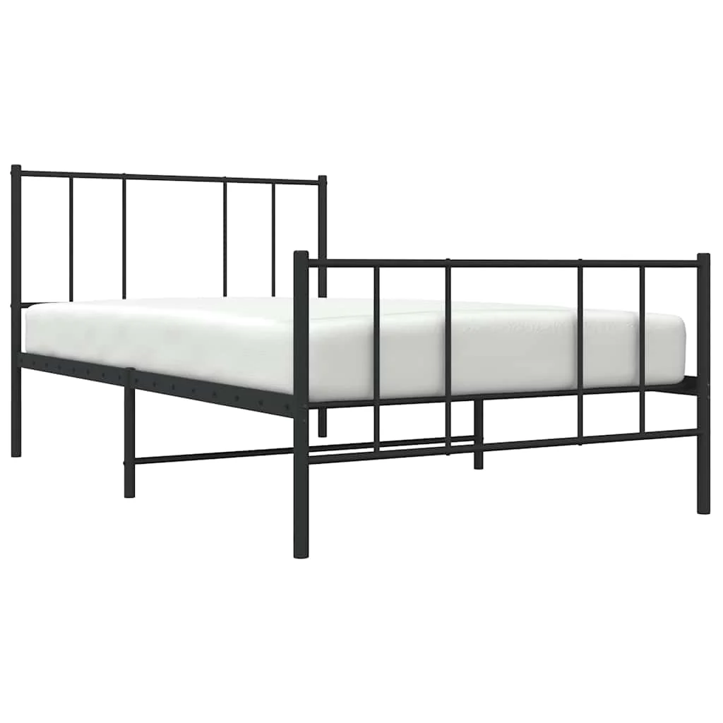 sengeramme med sengegavl og fodgærde 90x190 cm metal sort - Image 5