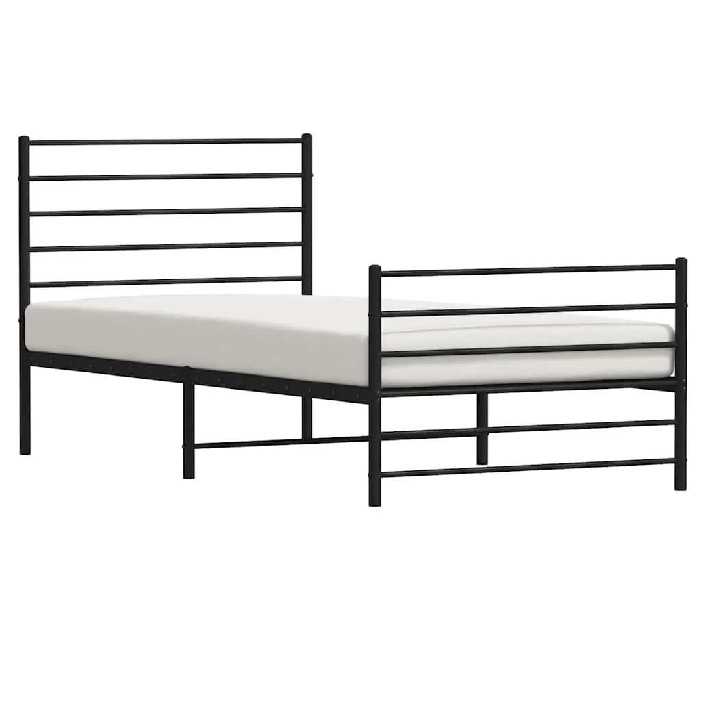sengeramme med sengegavl og fodgærde 90x190 cm metal sort - Image 5