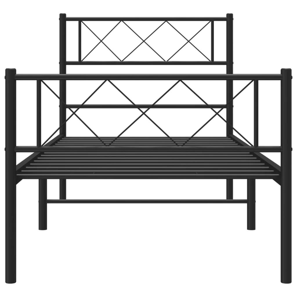 sengeramme med sengegavl og fodgærde 90x190 cm metal sort - Image 4