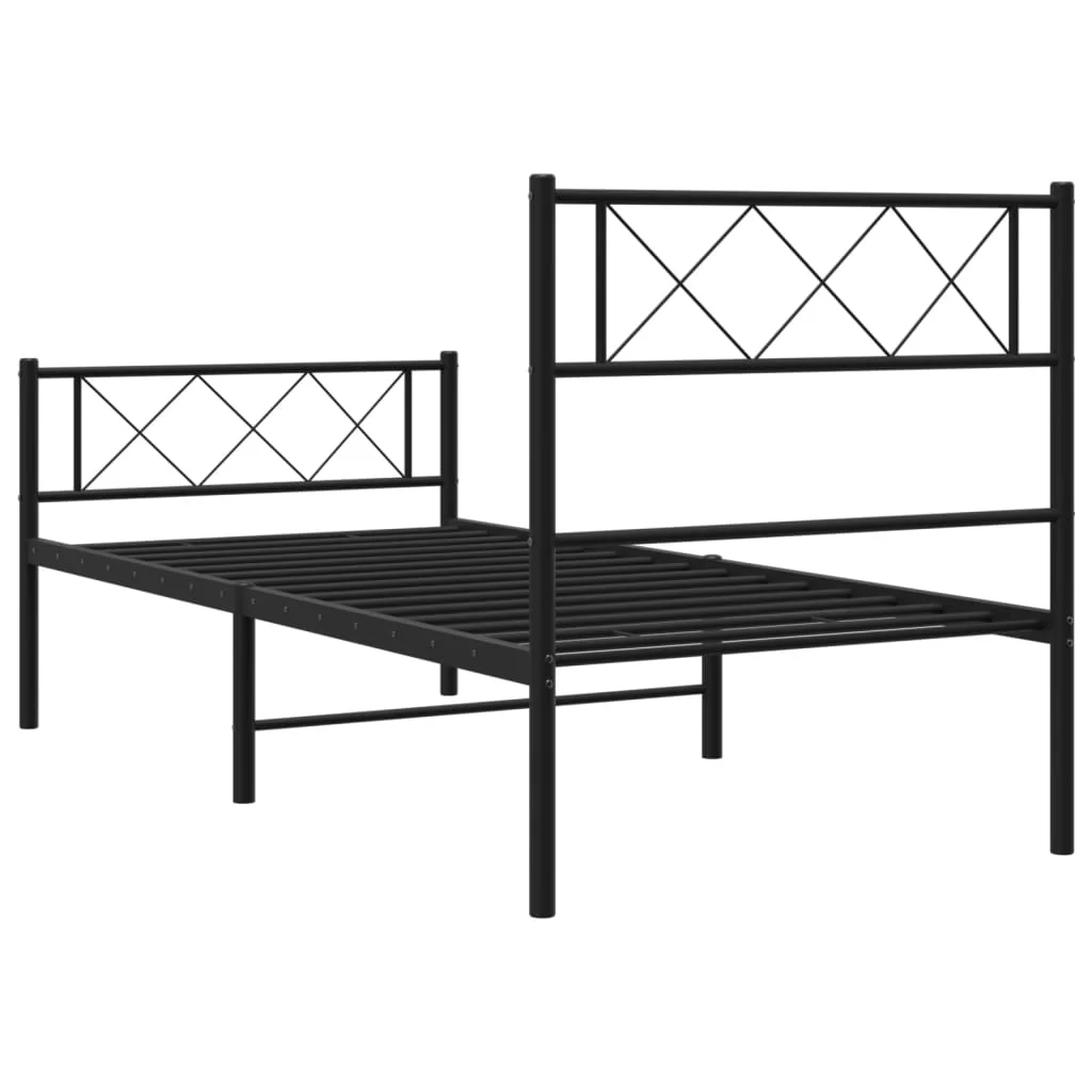 sengeramme med sengegavl og fodgærde 90x190 cm metal sort - Image 7