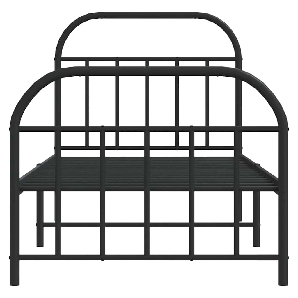 sengeramme med sengegavl og fodgærde 90x190 cm metal sort - Image 6